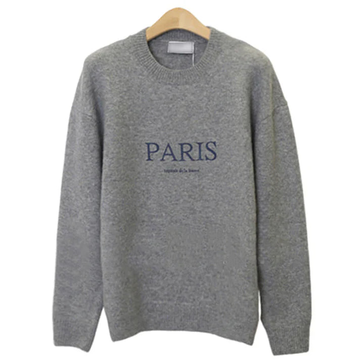 RT No. 4340 KNITTED PARIS LETTERED SWEATER